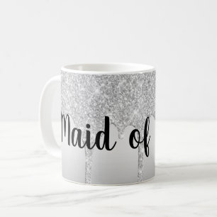 Dripping Glitter Silver Maid of Honour Coffee Mug