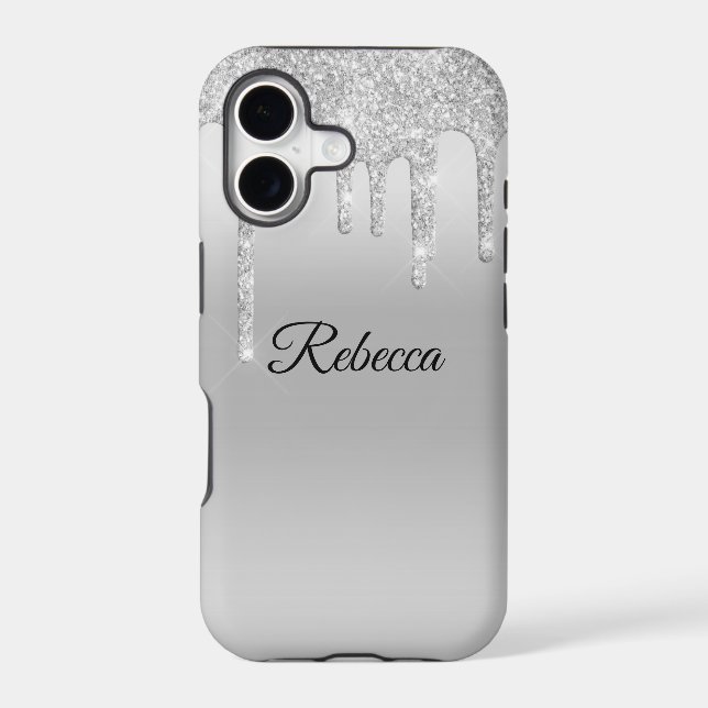 Dripping Glitter Silver Personalised (Back)