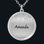 Dripping Glitter Silver Personalised Silver Plated Necklace<br><div class="desc">Dripping Glitter Silver Personalised Necklace,  Personalised,  Gift for her</div>