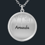 Dripping Glitter Silver Personalised Silver Plated Necklace<br><div class="desc">Dripping Glitter Silver Personalised Necklace,  Personalised,  Gift for her</div>