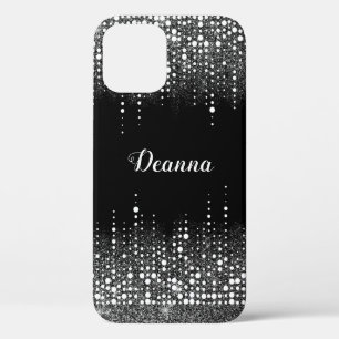 Dripping Glitter Silver Rain Glamourous Glam Name iPhone 12 Case