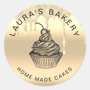 dripping gold cakes cakery sweets chocolate bakery classic round sticker