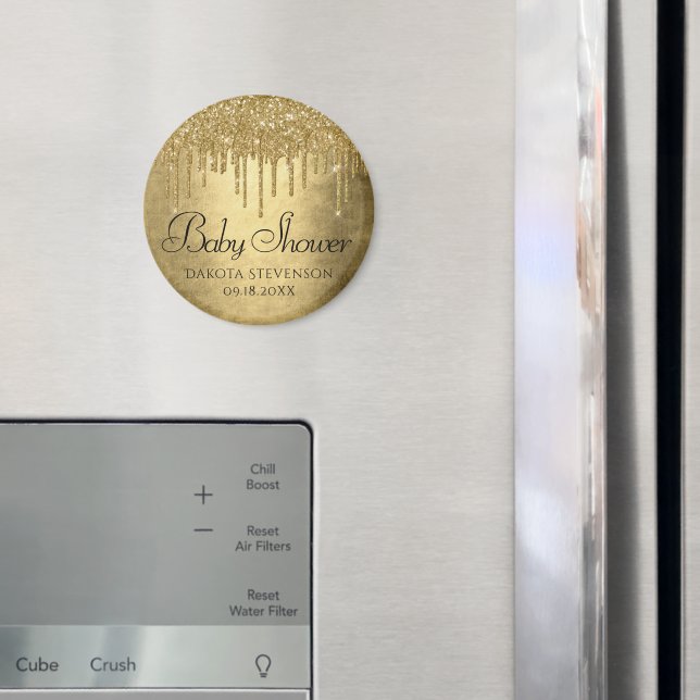 Dripping Gold Glitter | Champagne Gold Shower Magnet (In Situ (Fridge))
