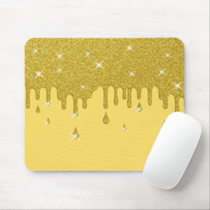 Dripping Gold Glitter Effect & Sparkles Mouse Mat