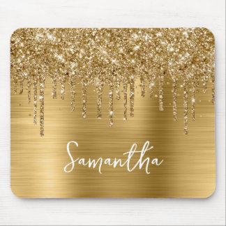 Dripping Gold Glitter Glam Mouse Mat