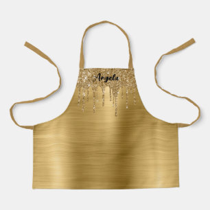 Dripping Gold Glitter Glam Personalised S Apron
