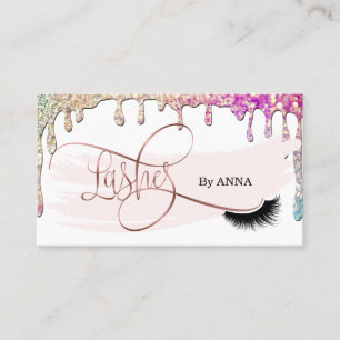Dripping Gold Long Lash Extension Makeup Artist Business Card