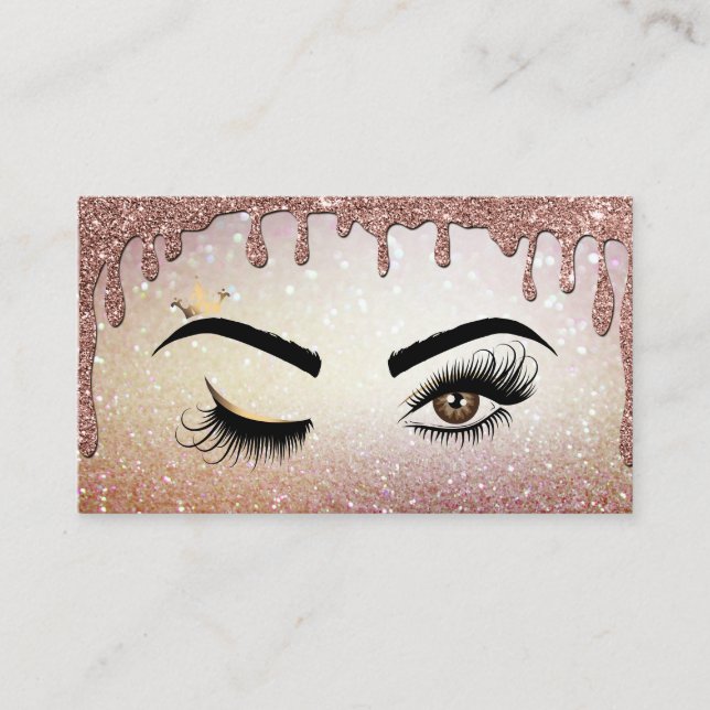 Dripping Gold Makeup artist Wink Eye Lashes Business Card (Front)