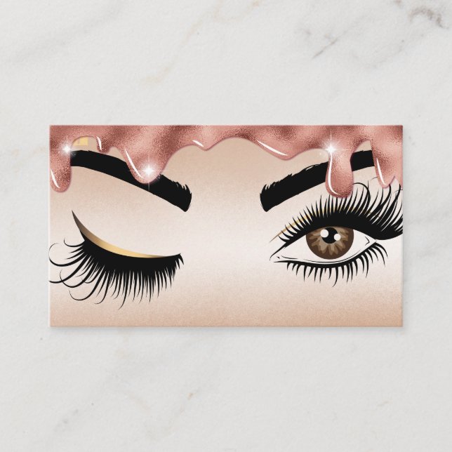 Dripping Gold Makeup artist Wink Eye Lashes Business Card (Front)