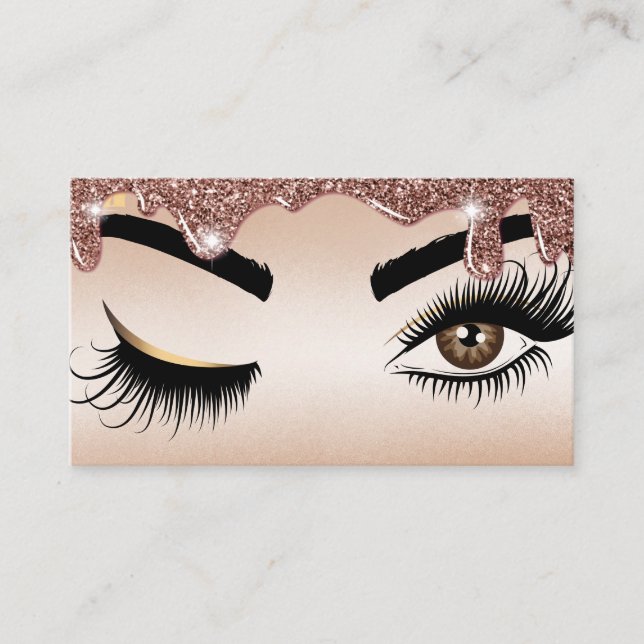 Dripping Gold Makeup artist Wink Eye Lashes Business Card (Front)