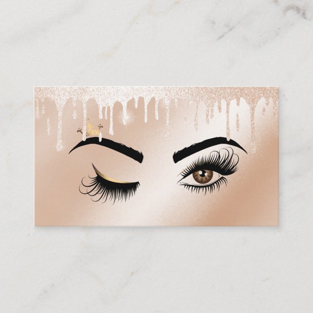 Dripping Gold Makeup artist Wink Eye Lashes Business Card (Front)