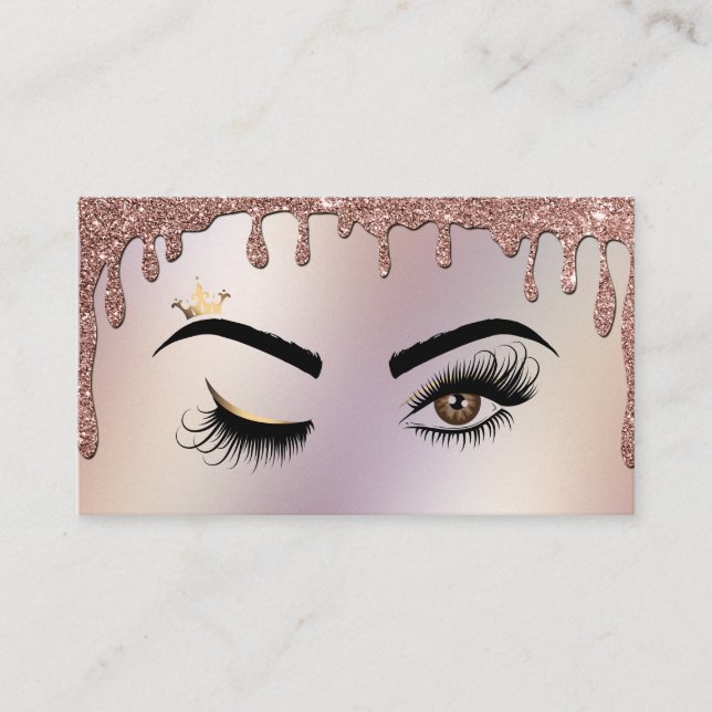 Dripping Gold Makeup artist Wink Eye Lashes Business Card (Front)