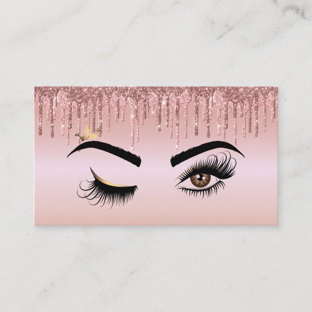 Dripping Gold Makeup artist Wink Eye Lashes Business Card (Front)