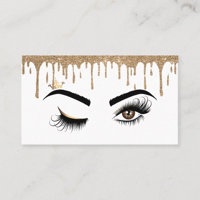 Dripping Gold Makeup artist Wink Eye Lashes Business Card (Front)