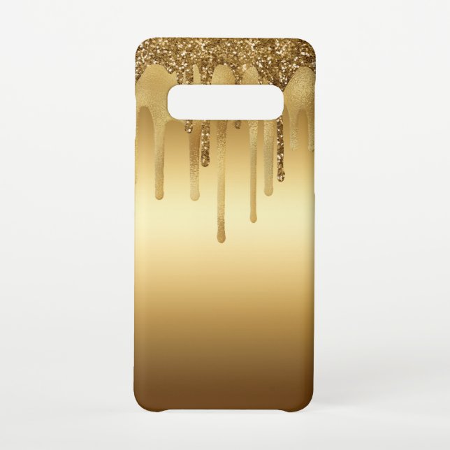 Dripping Gold Paint Glitter Accents Sparkly Art Samsung Galaxy Case (Back)