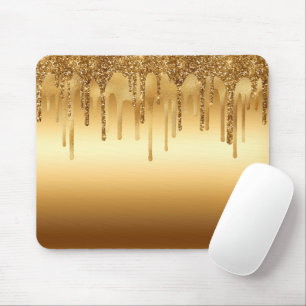 Dripping Gold Paint Glitter Accents Sparkly Mouse Mat