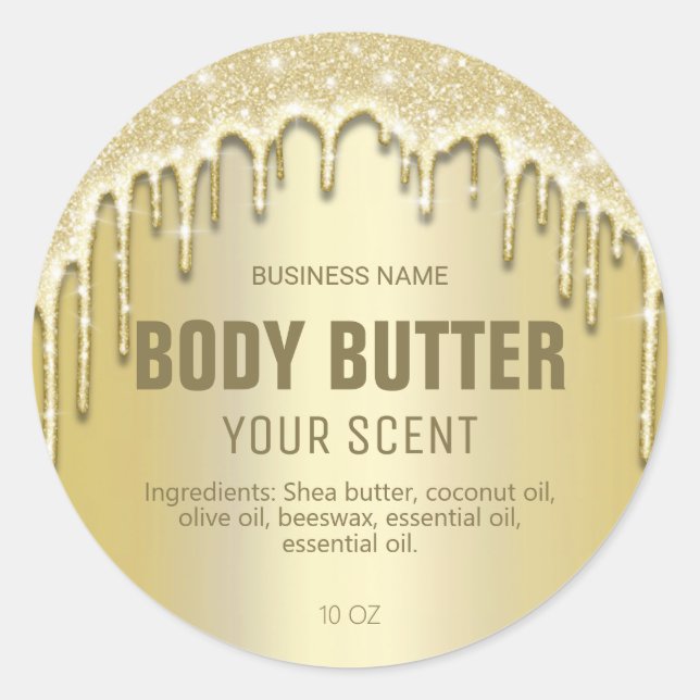 Dripping Gold Shimmer Body Butter Labels (Front)
