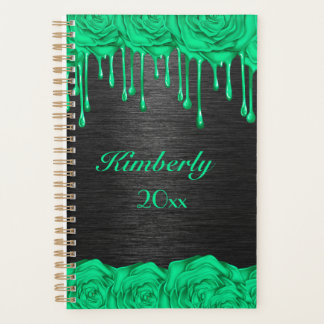 Dripping Green Rose Custom Planner