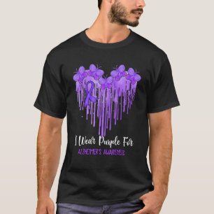 Dripping Heart I Wear Purple For Alzheimer's Aware T-Shirt