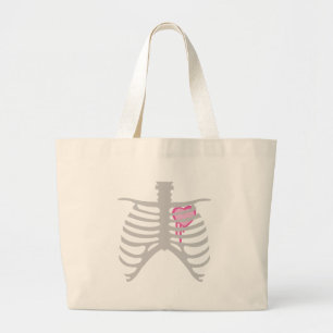 Dripping Heart in Ribcage Large Tote Bag