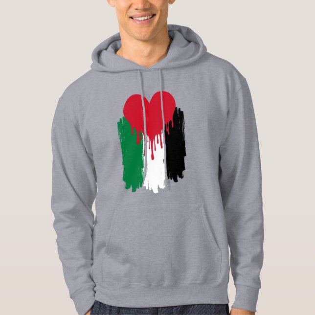 Dripping Heart Palestinian Flag Hoodie – Grunge (Front)