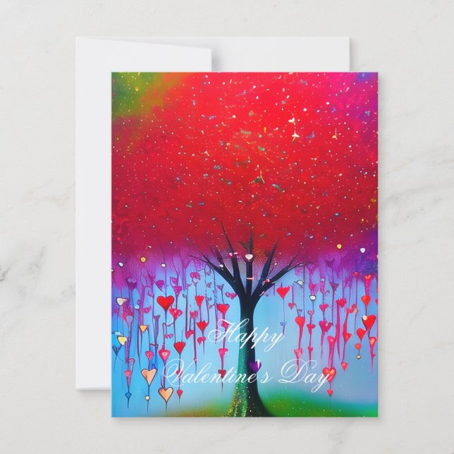 Dripping hearts tree valentine  holiday card (Front)
