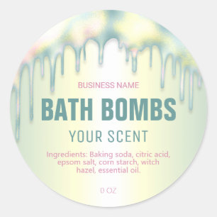 Dripping Holographic Bath Bomb Spa Soak Labels