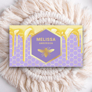 Dripping Honey Lavender Gold Honeycomb Honey Bee Business Card