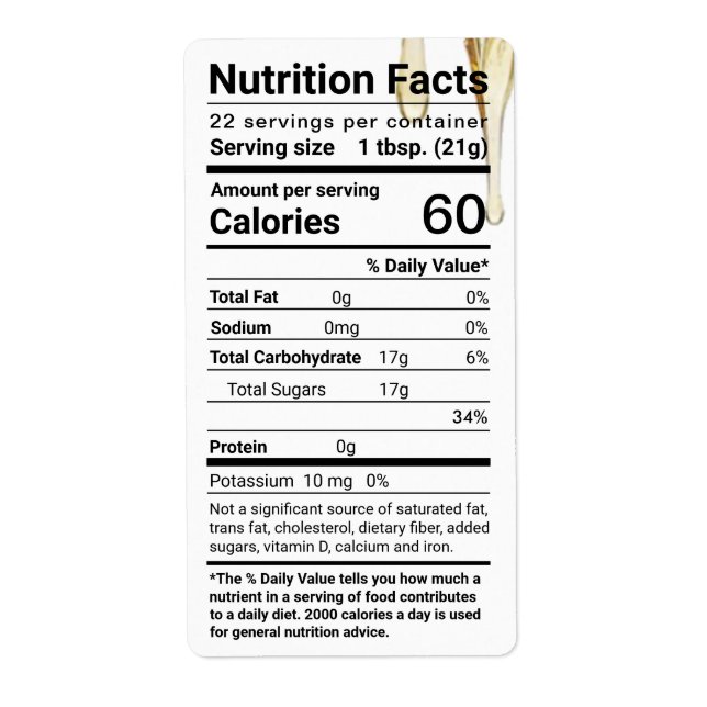 Dripping Honey Nutrition Facts Label (Front)