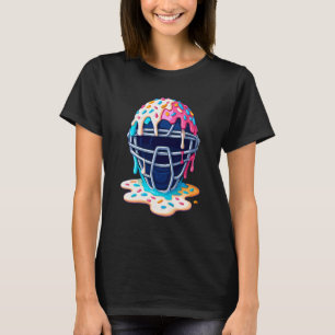 Dripping Ice Cream Baseball Catcher Mask Summer Ki T-Shirt