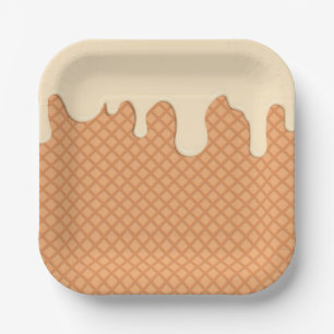 Dripping ice cream printed paper plate