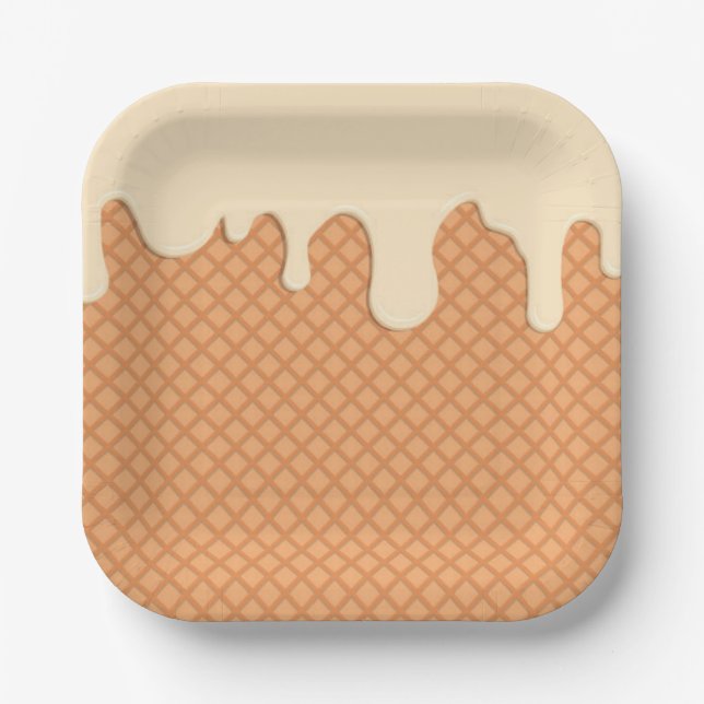 Dripping ice cream printed paper plate (Front)