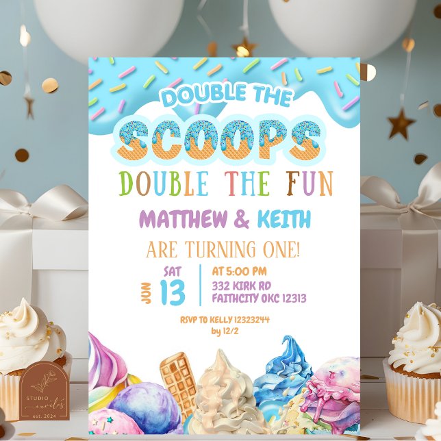 Dripping Ice Cream What's the Scoop First Birthday Invitation (Creator Uploaded)