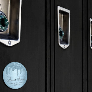 Dripping Ice Glitter   Blue Faux Sparkle Sweet 16 Magnet