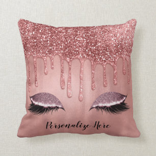 Dripping in Rose Gold Glitter Pink Drips Lashes Cushion
