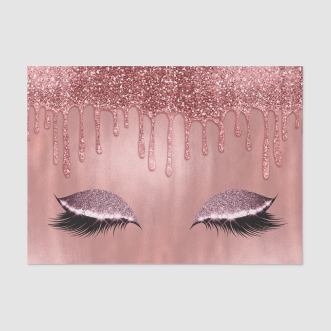 Dripping in Rose Gold Glitter Pink Drips Lashes Tissue Paper (Front)