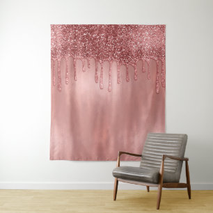 Dripping in Rose Gold Glitter Pretty Pink Drips Tapestry