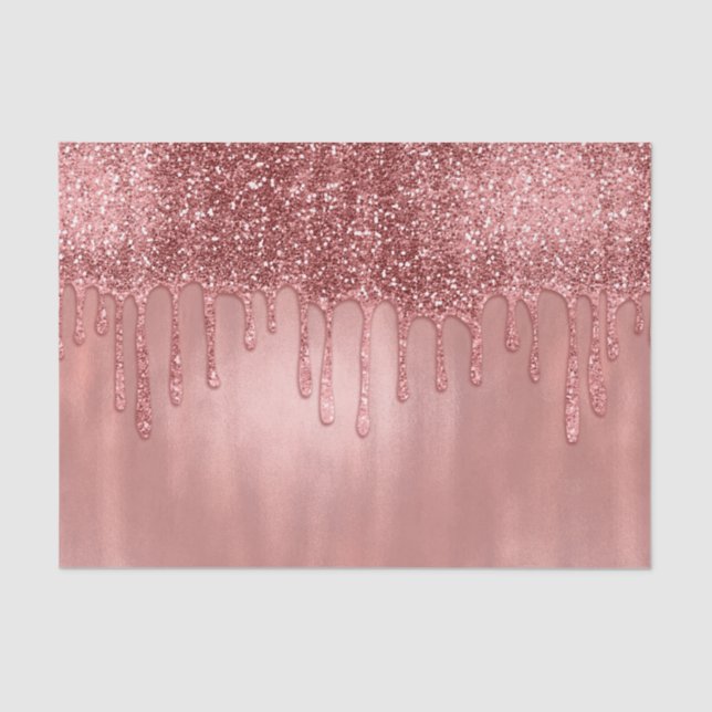 Dripping in Rose Gold Glitter Pretty Pink Drips Tissue Paper (Front)