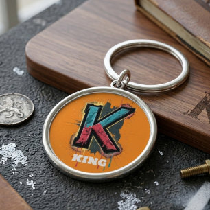 Dripping K: Bold One-Letter Customisable Graffiti Key Ring