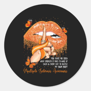Dripping Lips Butterflies Multiple Sclerosis Aware Classic Round Sticker