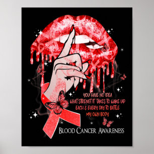 Dripping Lips Butterflies Women Blood Cancer Aware Poster