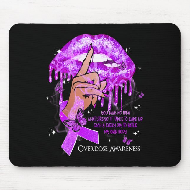 Dripping Lips Butterflies Women Overdose Awareness Mouse Mat (Front)