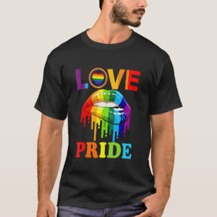 Dripping Lips Pride Lgbt Gay Love Lesbian Rainbow T-Shirt