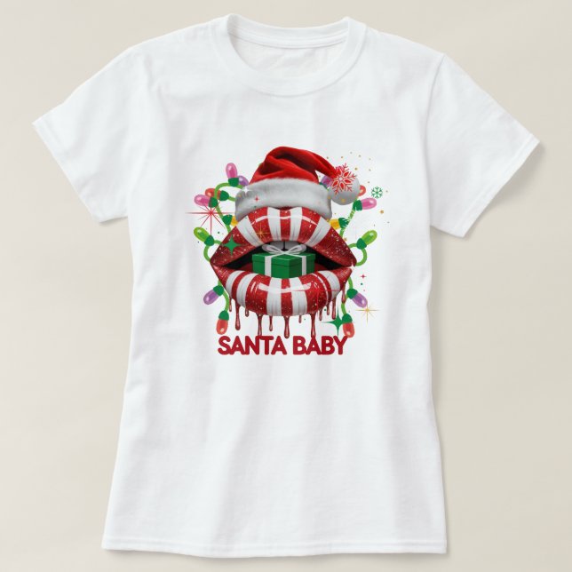 Dripping Lips Santa Baby T-Shirt (Design Front)