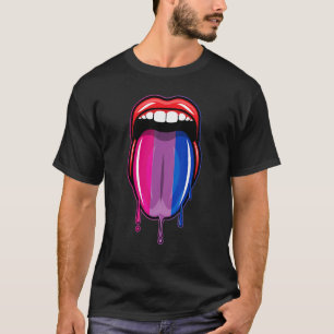 Dripping Lips Tongue Bisexual Pride Bisexuality Fl T-Shirt