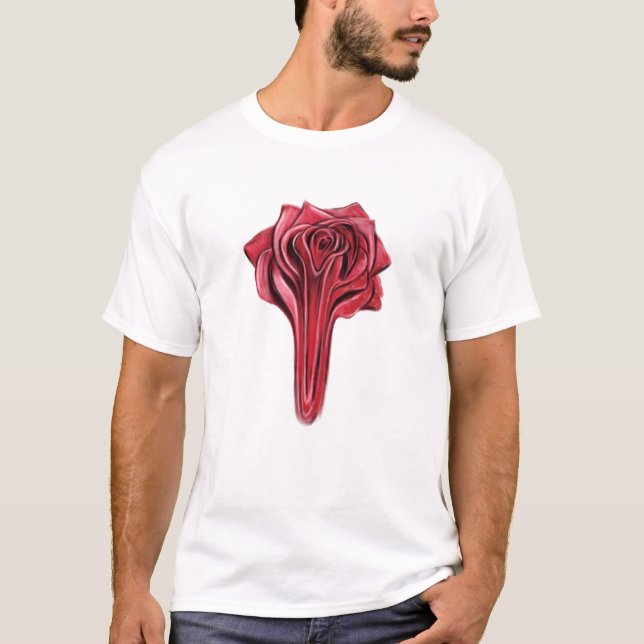 Dripping Liquid Red Rose Concept Art Illustration  T-Shirt (Front)
