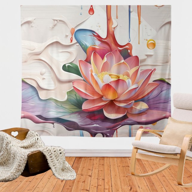 Dripping Lotus Art Tapestry (Creator Uploaded)