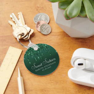 Dripping Luxe Glitter   Mint Teal Pour Shower Key Ring