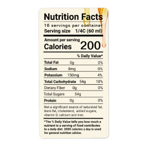 Dripping Maple Syrup Nutrition Facts Label