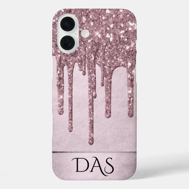 Dripping Mauve Glitter | Dusty Pink Melt Monogram Case-Mate iPhone Case (Back)